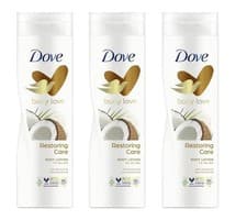 Image of 3 x Dove Body Love Restoring Care Lotion with Coconut Oil & Almond Milk 400ml