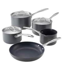 Image of Stellar 6000 Hard Anodised 5 Piece Pan Set Saucepans Frying Pan Induction Safe