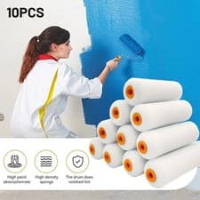Image of 10x Mini Foam Paint Roller Sleeves 4" 100mm Sponge Refills Decorating UK