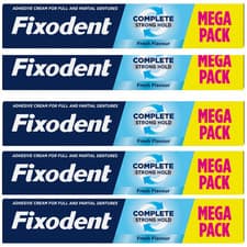 Image of 5 PACK Fixodent Original Complete Denture Adhesive Strong Hold Denture Cream 70g