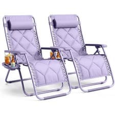 Image of Keplin Quilted Zero Gravity Chairs Heavy Duty Garden Recliners Set of 2 XXL