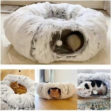 Image of Cat Tunnel Collapsible Pet Play Tube Dogs Bunnies Crinkle Suede Tunnel Removable