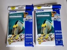 Image of 2 X 50 Epson Premium Glossy Photo Paper Sheets 4x6"(10x15cm) 100 Sheets SO41729.