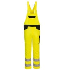 Image of Portwest PW244 Hi-Vis Bib and Brace with Adjustable Hem (Yellow/Black) 3XL