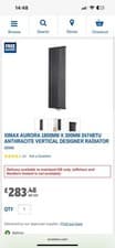 Image of Ximax Aurora 1800mm x 300mm 2474BTU Anthracite Vertical Designer Radiator