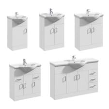 Image of Bathroom Basin Vanity Unit & Sink Soft-Close Cabinet Modern White Cupboard White
