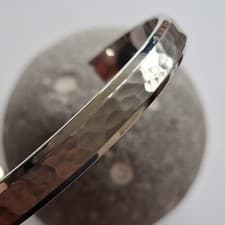 Image of Fred Bennett stainless steel bangle bracelet 18cm wrist hammered fathers day