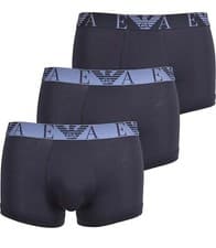 Image of EMPORIO ARMANI Bold Monogram Stretch Cotton Navy Trunks 3 Pack Size S BNWT/BOX
