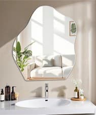 Image of HD Glass Wall Mirror, Irregular Mirror Round Mirror Self Adhesive Mirror
