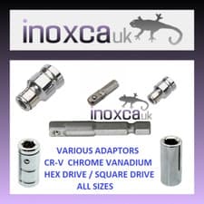Image of ADAPTER SQUARE / HEXAGON DRIVE  SQ. X HEX SOCKET 1/2" 3/8" 1/4" 10mm CR-V MM FF
