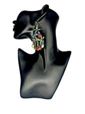 Image of Statement Silver-Tone Multi-Colour Rhinestone Trinity Knot Dangle/Drop Earrings