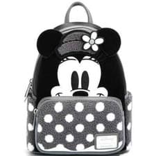 Image of Loungefly Disney Minnie Black n White Polka dots Mini Backpack Exclusive