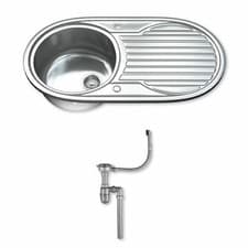 Image of 1.0 Single Bowl Stainless Steel Kitchen Sink with Tap, Drainer & Waste 1061