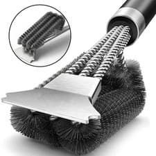 Image of Heavy Duty BBQ Cleaning Brush Grill Cleaner Barbecue Wire Head Steel Handle Tool