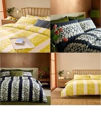 Image of Orla Kiely Sycamore Stripe 100% Cotton Duvet Cover Set In Space Blue or Yellow