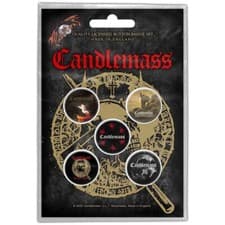Image of CANDLEMASS the door to doom 2020 BUTTON BADGE PACK (5) official merch SEALED