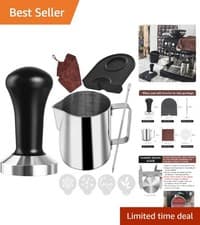 Image of Professioanl Coffee Tamper Set: 51mm Tamper, Milk Jug, and Art Stencils Included