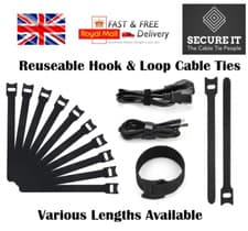 Image of Hook Loop Double Sided Reusable Cable Ties Sizes 150mm 200mm 250mm 300mm