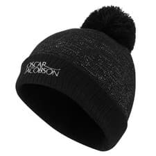 Image of Oscar Jacobson Avalon Knitted Golf Bobble Hat - Black