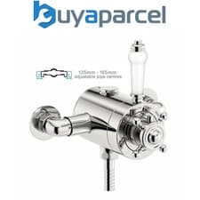 Image of Thermostatic Traditional Exposed Shower Mixer Valve - 135mm to 160mm Centres