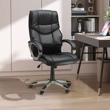 Image of Executive PU Leather High-Back Swivel Office Chair with Armrests