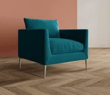 Image of Swoon Catalan armchair in Kingfisher with brass legs BNWT
