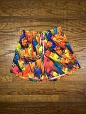 Image of Mr Remade Shorts Mens Small Black White Blue All Over Luxury Designer Logo Print