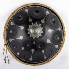 Image of Tetra Handpan Drum D Kurd Black 10 Notes 440 Hz 22' Stainless Steel Engraved