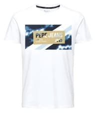 Image of Pepe Jeans Mens Rederick PM508685 Regular Logo White Tee Shirt Size L