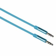 Image of Kitsound 1m 3.5mm Jack to Jack Aux Cable STEREO Audio Auxiliary PC Car Blue
