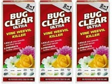Image of 3 x 480ml Bug Clear Ultra Vine Weevil Killer 2in1 Action Concentrate Pest Larvae