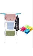 Image of 3 Tier Airer Clothes Airer with 20 Clothes Pegs Sturdy Non-Slip Feet Standing