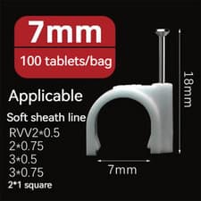 Image of 100-200 Cable Clips 6mm 9mm 12mm | Round White Plastic Electric Wire Set Wall