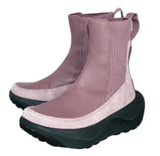 Image of NORTH FACE Halseigh Knit Snow Boot Women Size 5 Mauve Leather & Fabric NF0A817P