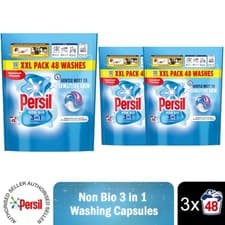 Image of Persil XXL 3in1 Washing Capsules Non Bio Gentle Next to Sensitive Skin 48W, 3pk