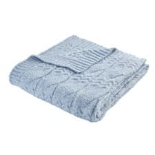 Image of Bianca Cable Knit Cosy Soft Throw Blanket 150 x 200cm Blue, Grey Or Natural