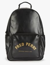 Image of BNWT GENUINE FRED PERRY ARCH BRANDED BACKPACK, BLACK, L2266/ 102, ONE SIZE.