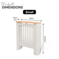 Image of BELOFAY White Radiator Cover MDF Small Modern Wood Slat Grill Cabinet Furniture