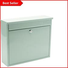 Image of Elegant Wall Mounted Steel Lockable Post Box in Chartwell Green - 36x31x10cm