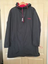 Image of HUGO BOSS WATER REPELLENT HOODED BLACK WINDBREAKER COAT MENS SIZE L GENUINE NEW