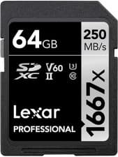 Image of Lexar Professional 1667X SD Card 64GB, SDXC UHS-II Memory Card, up to 250Mb