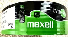 Image of Maxell DVD+R 4.7GB 120min 16x Speed ( 25 Disc Pack)   - New Sealed UK Seller