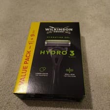 Image of Hydro 3 Men's Razor Handle 9 Blade Refills Pack Grooming Shaver Wilkinson Sword