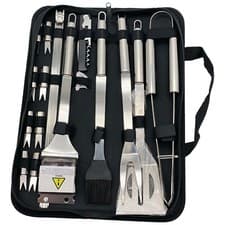 Image of BBQ Tool Set Stainless Steel Outdoor Grill Utensil Cooking Cutlery Kit with Case