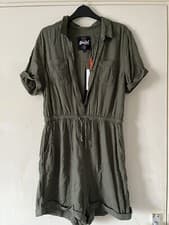 Image of superdry khaki playsuit shorts size large bnwt