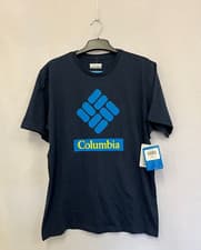 Image of Columbia Navy Chest Logo Crew Neck T Shirt Size M (Chest 44)