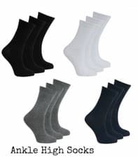 Image of Premium 1x 3x 12x Pack Mens Cotton Rich Socks Crew Ankle Socks Extra Soft 