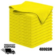Image of 10x Heavy Duty 400gsm Microfibre Cloths 40x40cm - Ultra Absorbent, Lint-Free