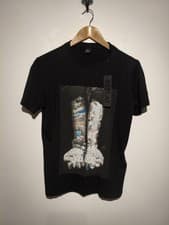 Image of Replay Size S Graphic T-shirt Black Crew Neck Short Sleeve Photo Print Cotton