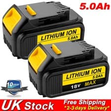 Image of 2 Pack 18V 5.0Ah Battery For DEWALT DCB184 XR Li-Ion Slide DCB182 DCF885